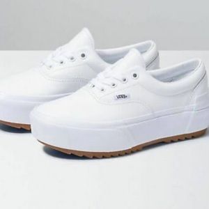 Vans Era Stacked Leather Platforms in White